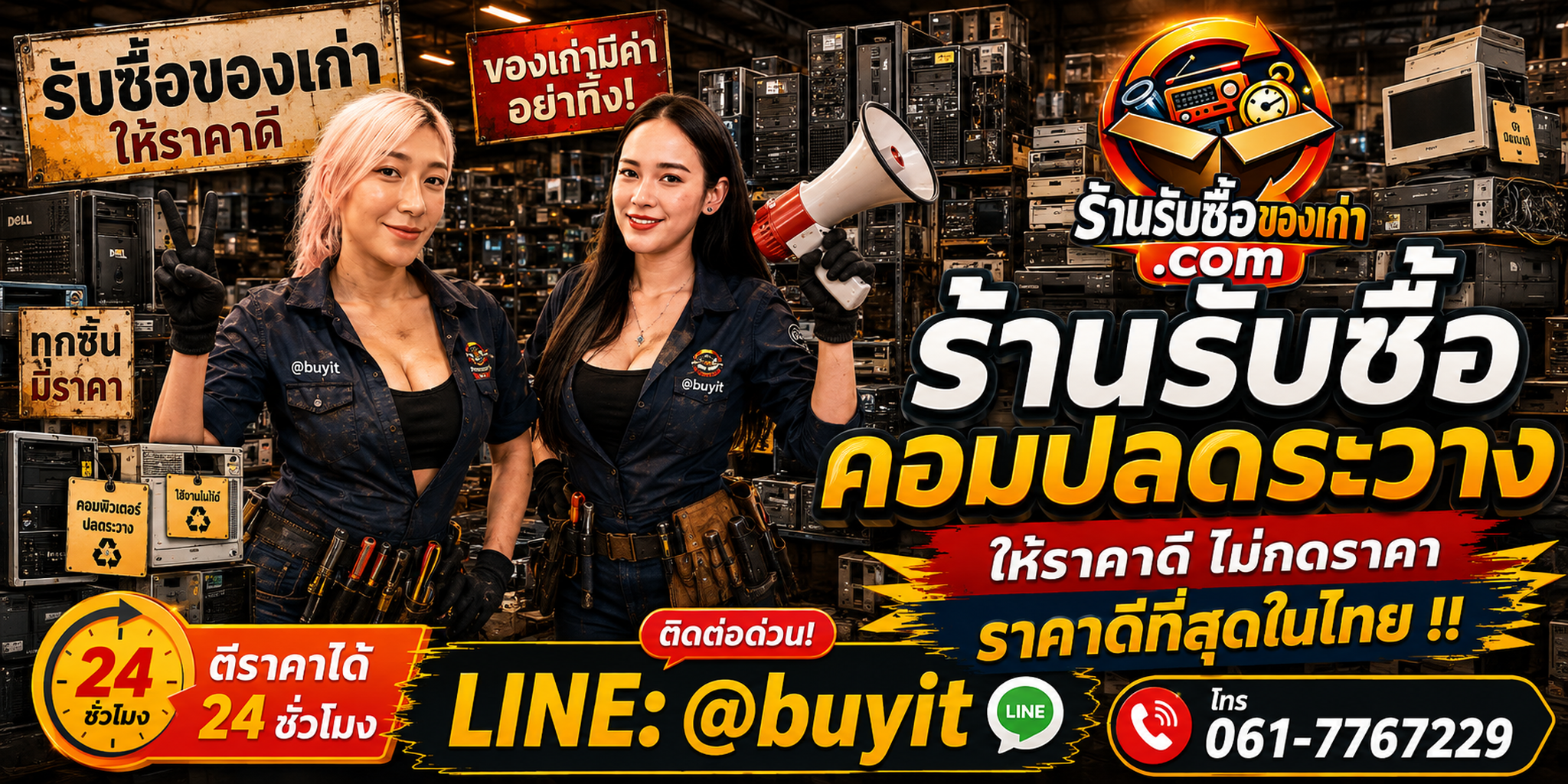 ร้านรับซื้อ คอมปลดระวาง รับถึงที่ ประเมินหน้างาน 24 ชั่วโมง LINE @buyit โทร 061-7767229