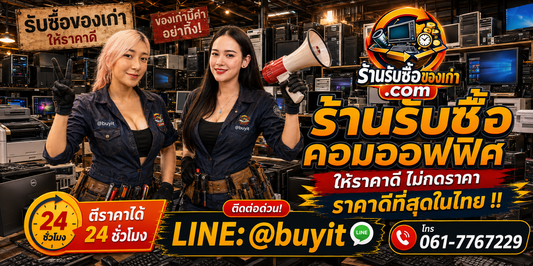 ร้านรับซื้อ คอมออฟฟิศ เก่า มือสอง รับถึงที่ ตีราคา 24 ชั่วโมง LINE @buyit โทร 061-7767229