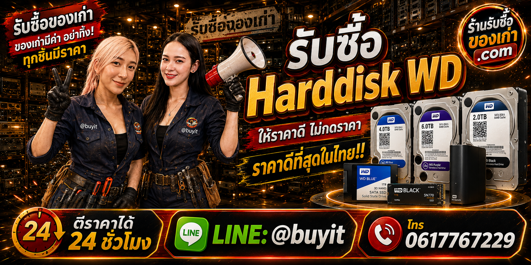 ร้านรับซื้อ Harddisk WD เก่าและมือสอง รับถึงที่ ตีราคา 24 ชั่วโมง LINE @buyit โทร 061-7767229