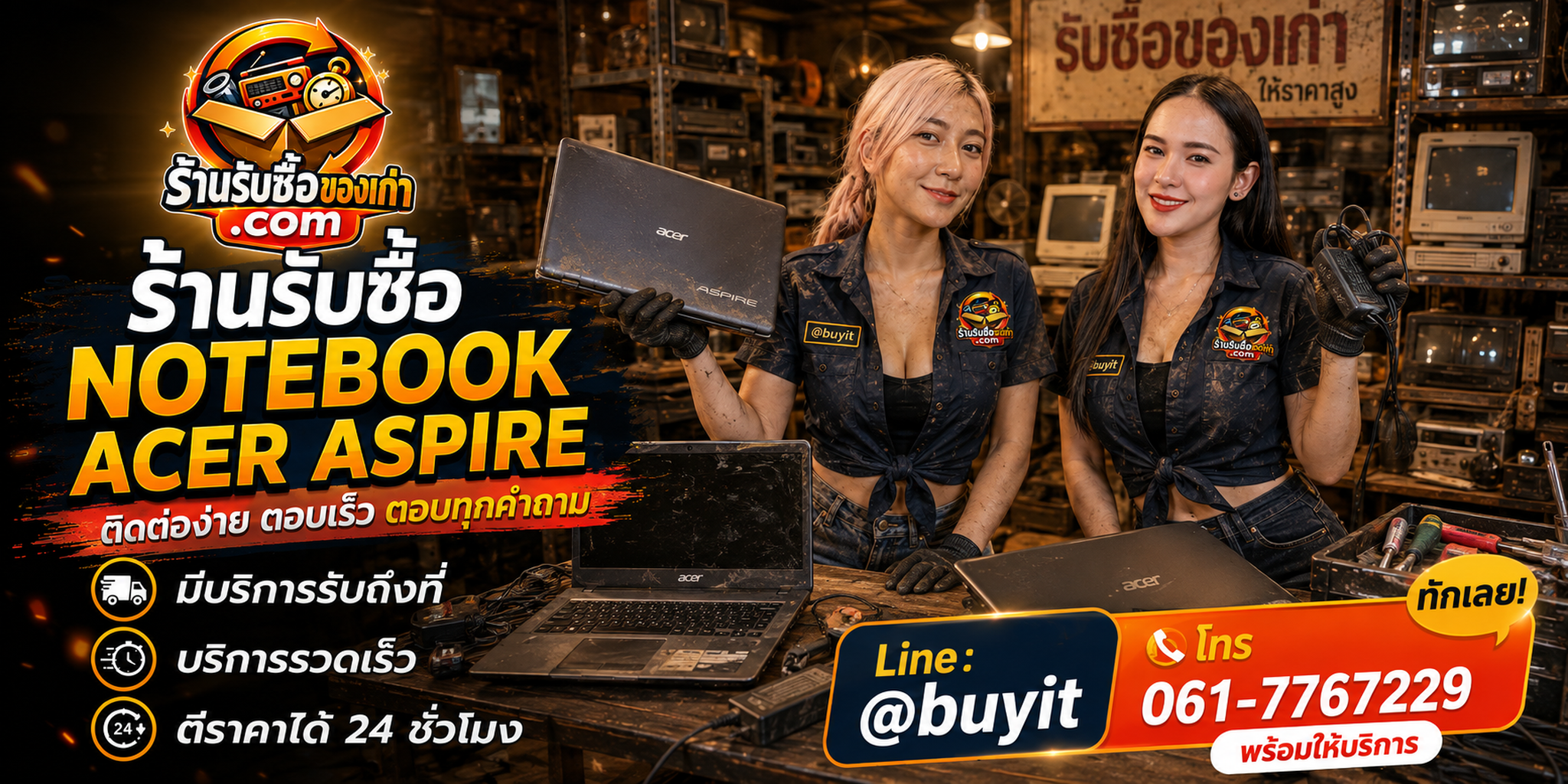 ร้านรับซื้อ notebook acer aspire ติดต่อสะดวก รับถึงที่ ตีราคา 24 ชั่วโมง LINE @buyit โทร 061-7767229